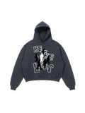 SĒK Apparel Be the Light Hoodie in dark gray — faith-inspired Christian graphic hoodie, flat lay product shot on white background