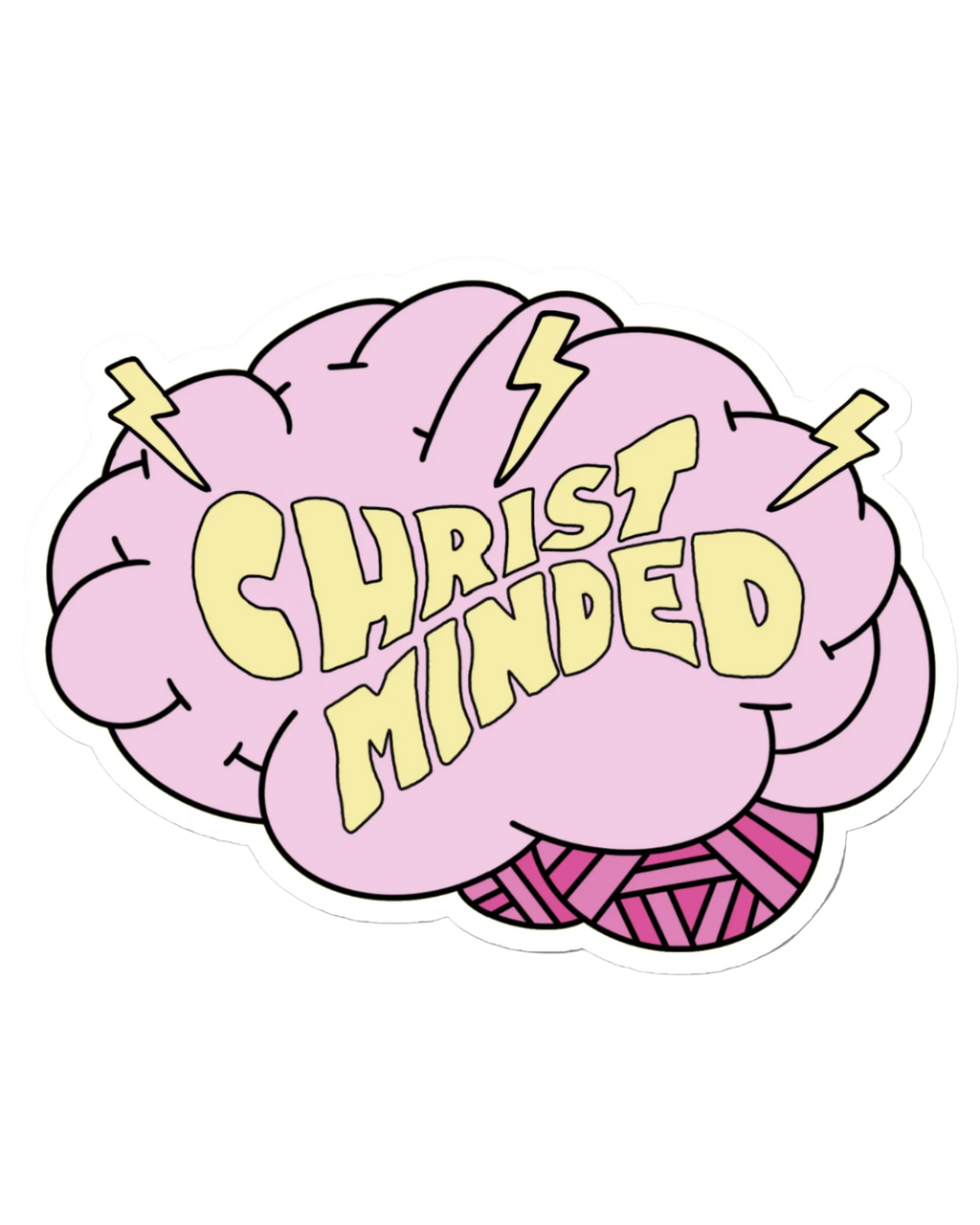 Pink brain graphic with 'Christ Minded' text on a white background