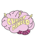 Pink brain graphic with 'Christ Minded' text on a white background