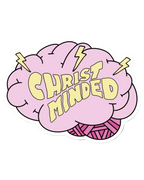Pink brain graphic with 'Christ Minded' text on a white background