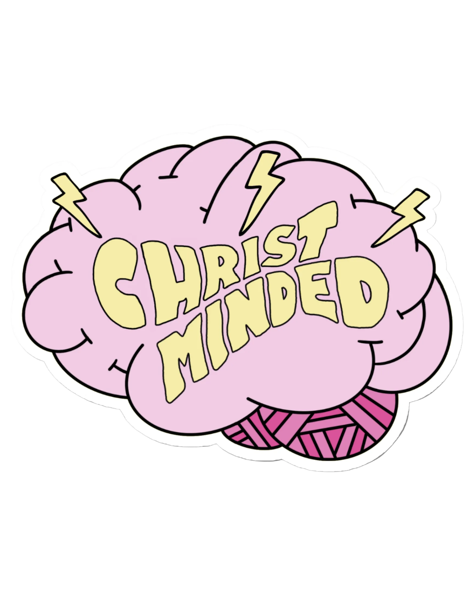 Pink brain graphic with 'Christ Minded' text on a white background
