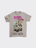 SĒK Apparel David & Goliath Vintage Tee — flat lay of vintage washed Christian graphic tee featuring David and Goliath biblical artwork