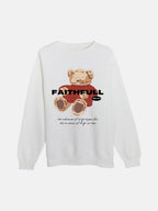 SĒK Apparel FaithFULL Crewneck — flat lay of faith-inspired Christian crewneck sweatshirt featuring a bear graphic with 'FaithFULL' text