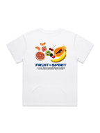 SĒK Apparel Fruit of the Spirit Box Tee back graphic — Galatians 5:22 fruit illustration on white