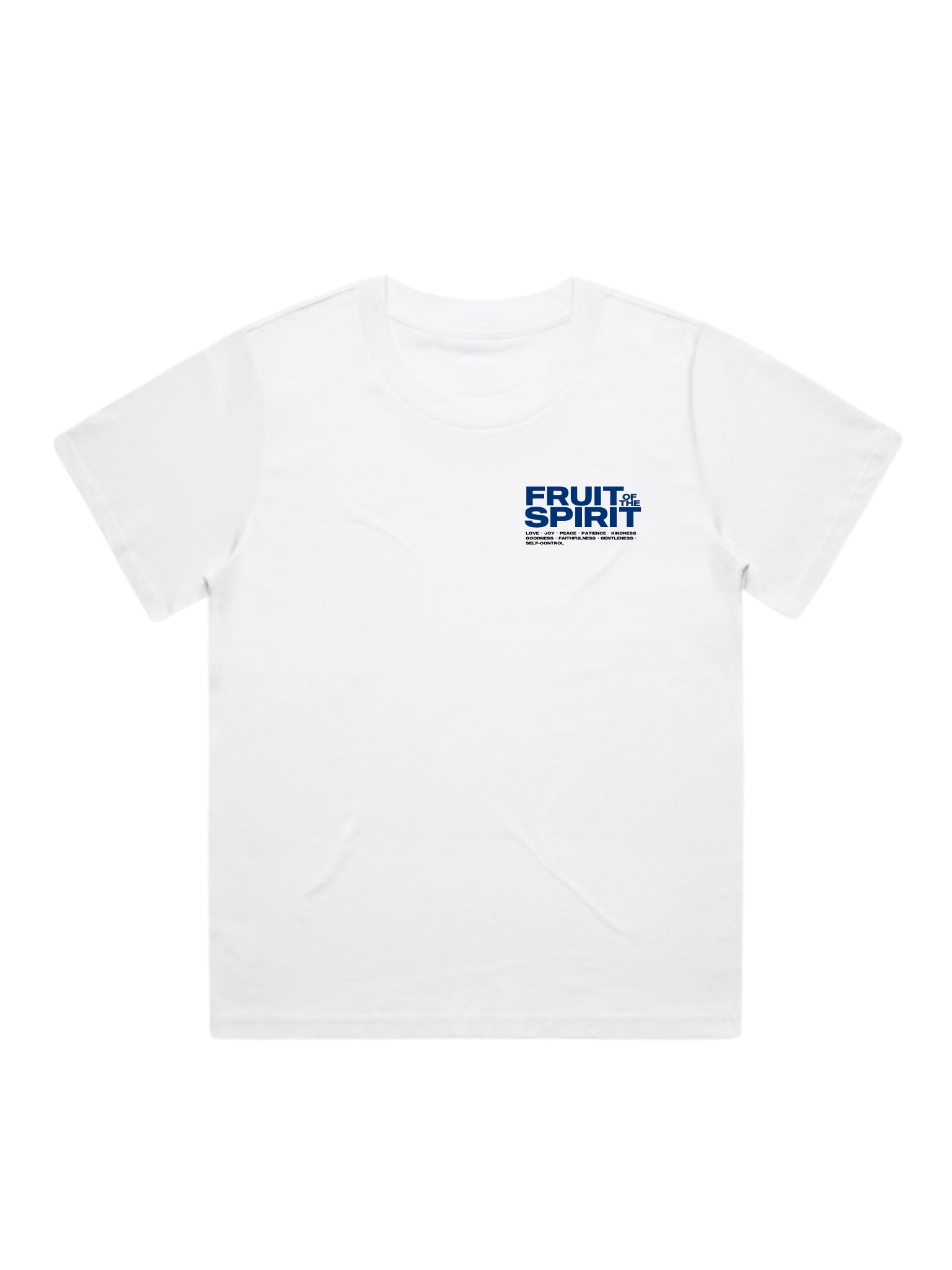 SĒK Apparel Fruit of the Spirit Box Tee front — flat lay product shot in white