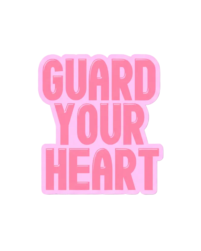 SĒK Apparel Guard Your Heart sticker — pink typography sticker with 'Guard Your Heart' text, referencing Proverbs 4:23, faith-inspired Christian accessory