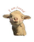 SĒK Apparel I Am Found sticker — illustrated baby lamb with 'I Am Found' text, faith-inspired Christian sticker referencing the parable of the lost sheep, on white background