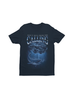SĒK Apparel Jonah Vintage Tee in navy — flat lay of faith-inspired Christian vintage graphic tee with Jonah and the whale illustration, referencing Jonah 1-2