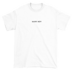 SĒK Apparel Made New Flower Tee in white — flat lay front view of faith-inspired Christian graphic tee with floral design