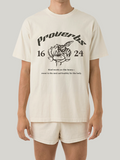 Man wearing the SĒK Apparel Proverbs 16:24 Graphic Tee — front view of faith-inspired Christian graphic tee with honey illustration and 'Gracious Words Are a Honeycomb' design, referencing Proverbs 16:24