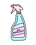 SĒK Apparel Sin Repellent sticker — illustrated spray bottle labeled 'Sin Repellent', humorous faith-inspired Christian sticker on white background
