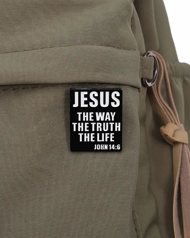 SĒK Apparel John 14:6 enamel pin — faith-inspired Christian lapel pin with 'I Am the Way, the Truth, and the Life' text, referencing John 14:6
