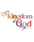SĒK Apparel Seek First the Kingdom sticker — colorful 'Seek First the Kingdom of God' typography sticker, faith-inspired Christian accessory referencing Matthew 6:33 on white background